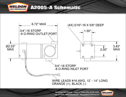 Weldon A2005-A Billet Line Electronically Driven Fuel Pump